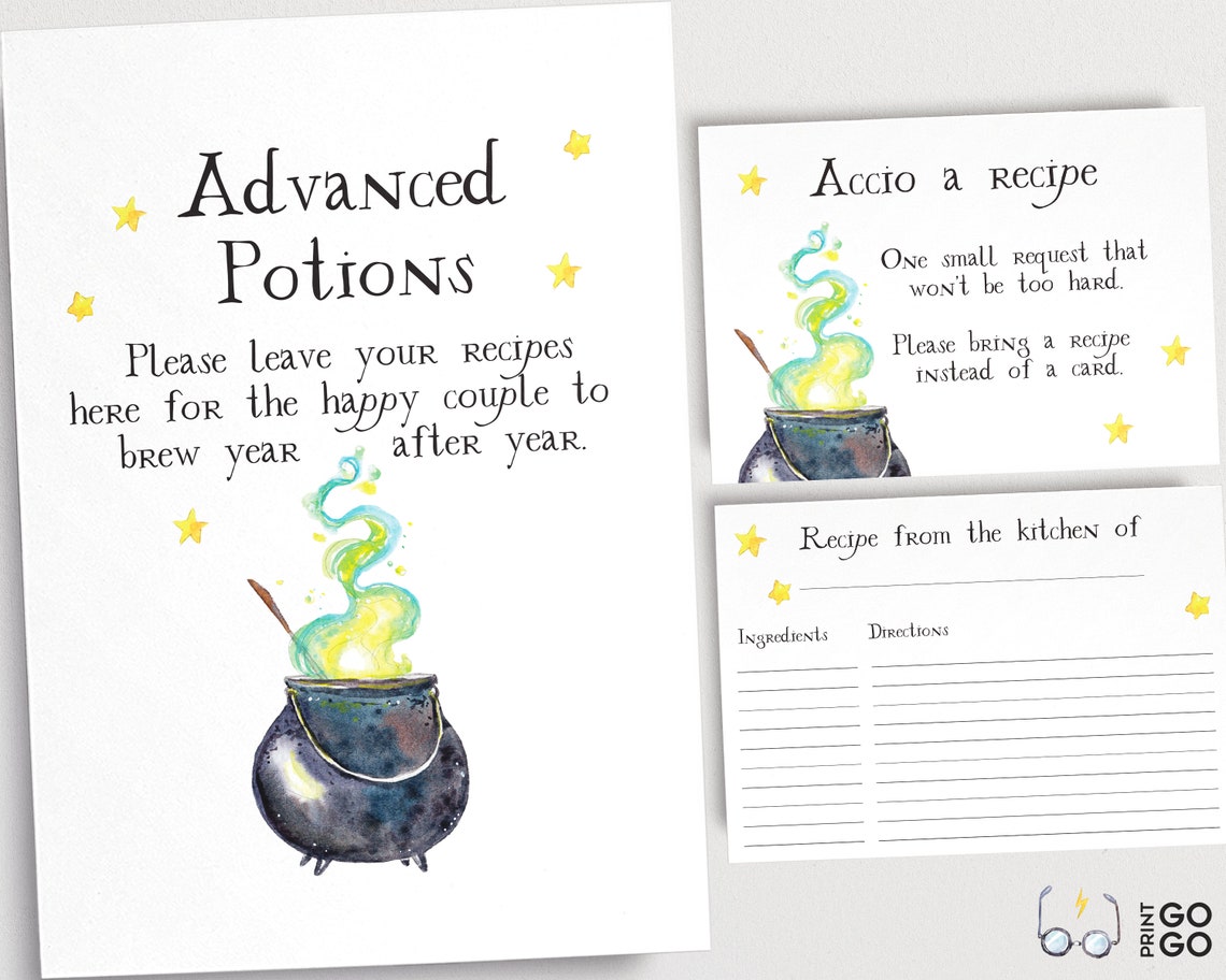 Harry Potter Recipe Cards Printable Advanced Potions Do It | Etsy