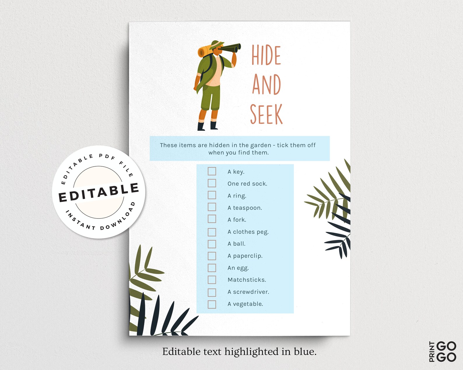 Editable Hide and Seek Game for Kids Scavenger Hunt | Etsy