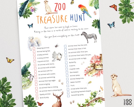 Zoo Treasure Hunt for Kids  Animal Scavenger Hunt Game