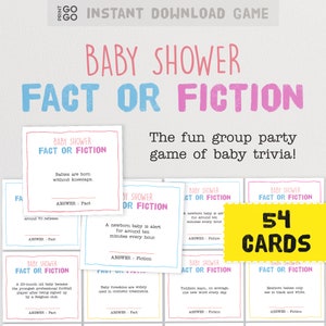 Feit of fictie babyshower: het leuke groepsfeestspel van babytrivia | Spel waar of niet waar voor baby | Quizspel babyshower | Babyshowerplezier