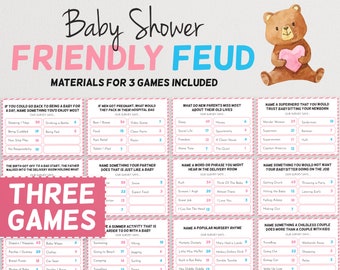 Baby Shower Friendly Feud Game (Pink) - The Hilarious Party Game of Guessing Top Answers | Baby Shower Group Game | Mother to Be Party Game