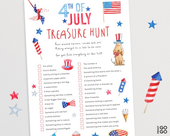 Fourth of July Treasure Hunt for Kids  4th of July Scavenger
