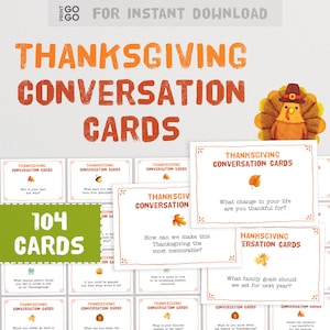 104 Thanksgiving-Gesprächskarten - Die lustige und sinnvolle Aktivität, Ihre Familie dazu zu bringen, sich zu öffnen | Familie Diskussion Dankbarkeitskarten
