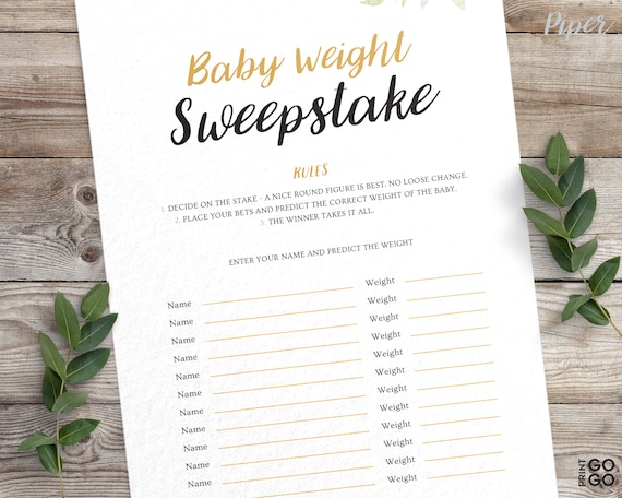 Baby Weight Sweepstake Baby Weight Predictions Baby Shower Etsy