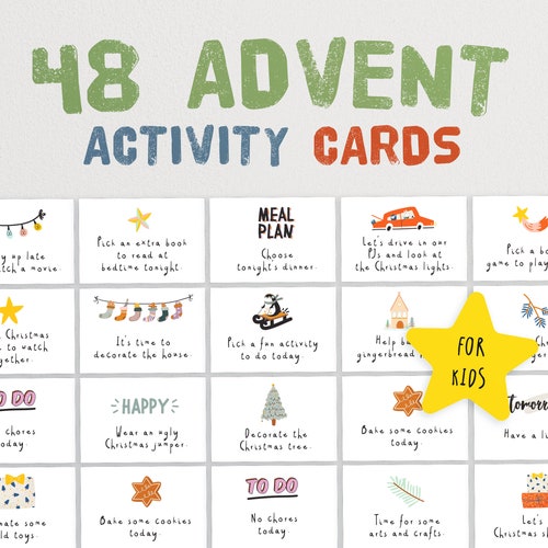 Christmas Advent Calendar Activity Cards Family Activities Etsy
