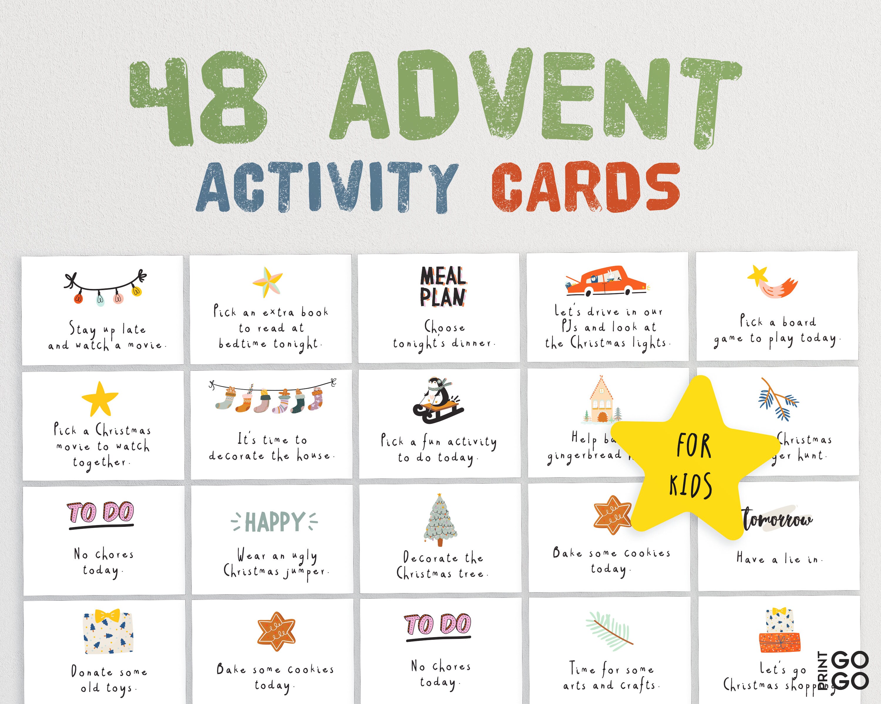 Christmas Advent Calendar Activity Cards Family Holiday - Etsy