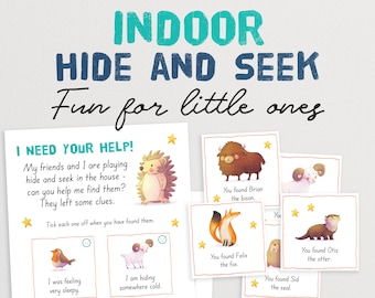 Indoor Hide and Seek Scavenger Hunt for Younger Kids | Birthday Game | Reading Exercises for Children Age 4 - 6 | Printable Treasure Hunt