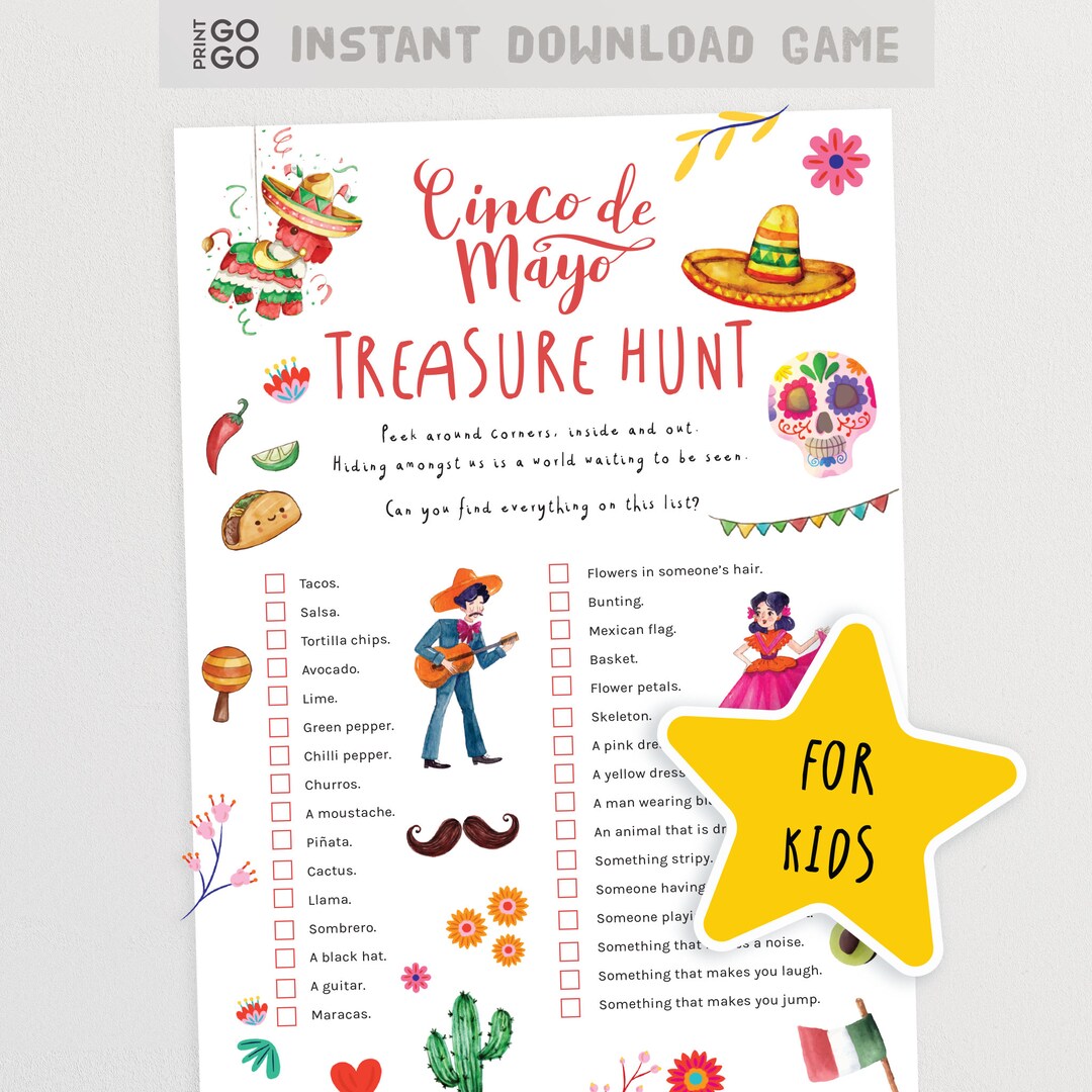 Cinco De Mayo Treasure Hunt for Kids | Day of the Dead Scavenger Hunt ...