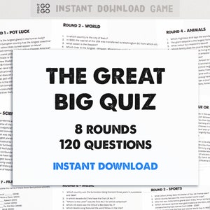 The Great Big Quiz - 120 Quiz Questions to Test Your General Knowledge | Pub Trivia Quiz Questions | Family Game Night | Zoom Quiz