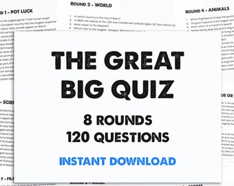 The Great Big Quiz - 120 Quiz Questions to Test Your General Knowledge | Pub Trivia Quiz Questions | Family Game Night | Zoom Quiz