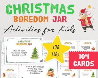 104 Christmas Boredom Jar Cards | Festive I'm Bored Jar for Kids | Boredom Cards | Christmas Activity Ideas | Boredom Buster Activity Jar