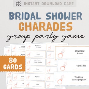 Charadas para bodas y despedidas de soltera: el divertido juego de fiesta grupal de actuar y adivinar frases / Juego de despedida de soltera limpio / Despedida de soltera familiar