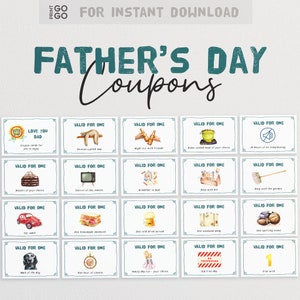 Coupons Fête des Pères | Cadeau de fête des pères | Cartes d'activité de coupon | Cartes de coupon papa | Cadeau fait maison pour papa | Cadeau d'anniversaire pour papa