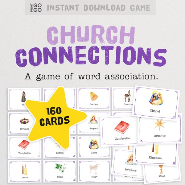 Church Connections Game | Church Word Association Game | Bible Word Game | Christian Charade Cards | Group Bible Study | Sunday School Games