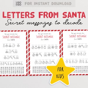 Paquete de mensajes secretos codificados de Papá Noel / Mensaje secreto de Navidad / Ideas y juegos de elfos / Juegos navideños de temporada para niños / Carta de Papá Noel