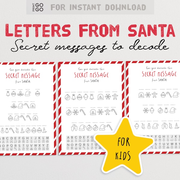 Coded Secret Messages from Santa Bundle | Christmas Secret Message | Elf Ideas and Games | Seasonal Holiday Games for Kids | Santa Letter