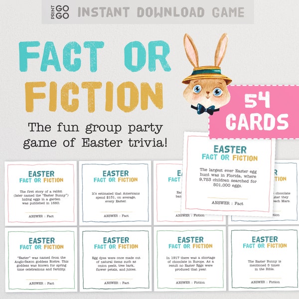 Ostern Fact or Fiction - Das lustige Gruppen-Party-Spiel der Oster-Quiz | Oster-Familienquiz | Ostersonntag Spiele | Druckbare Spiele zur Fastenzeit