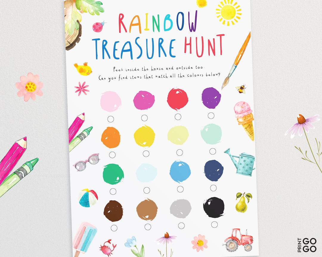 Rainbow Treasure Hunt for Kids  Color Scavenger Hunt Game