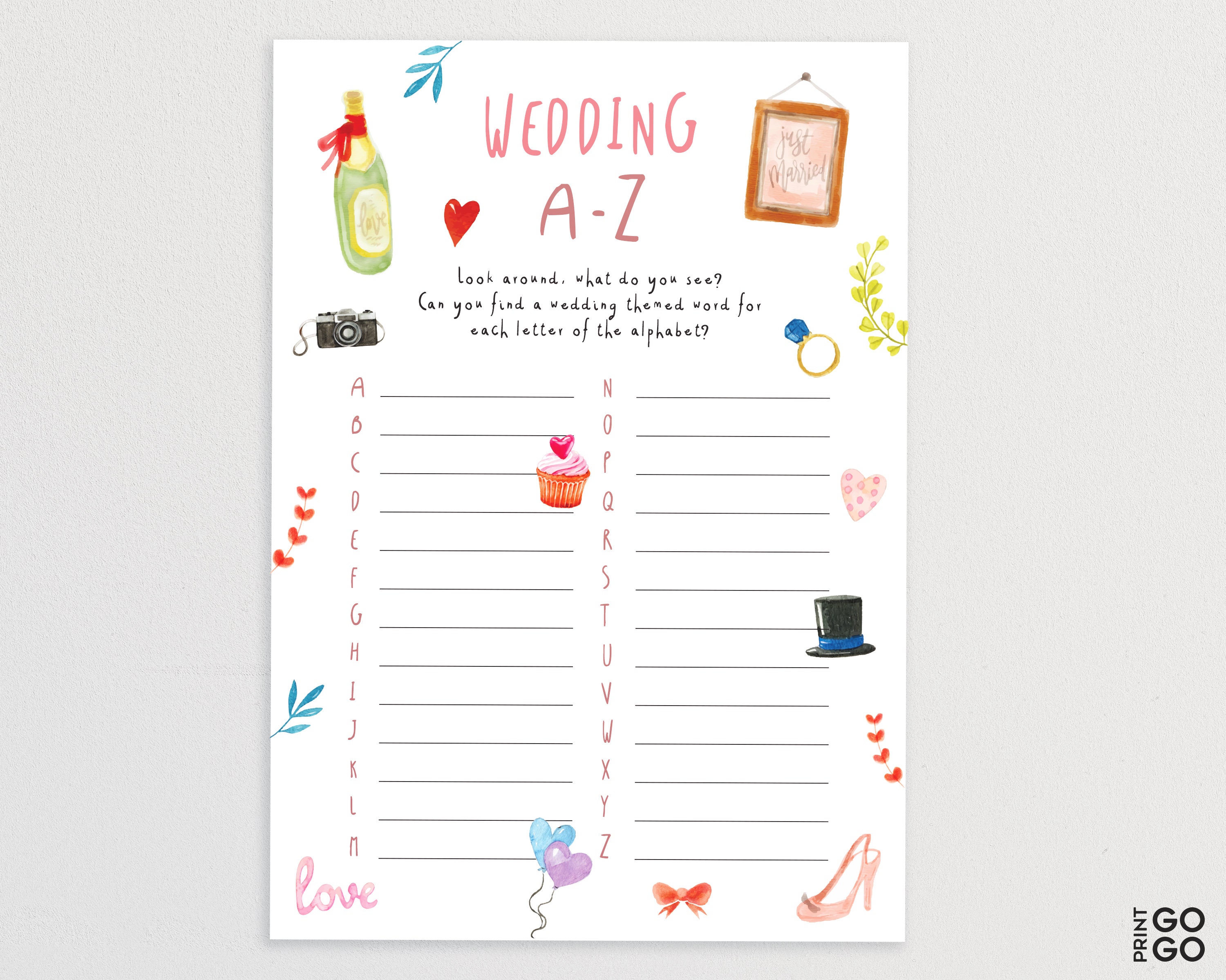 Hochzeit AZ Schatzsuche für Kinder Hochzeit Schnitzeljagd Etsy