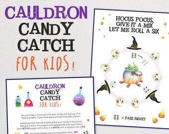 Cauldron Candy Catch - The Fun and Frantic Halloween Candy Dice Game for Kids  | Trick or Treat Alternatives (Digital Download)
