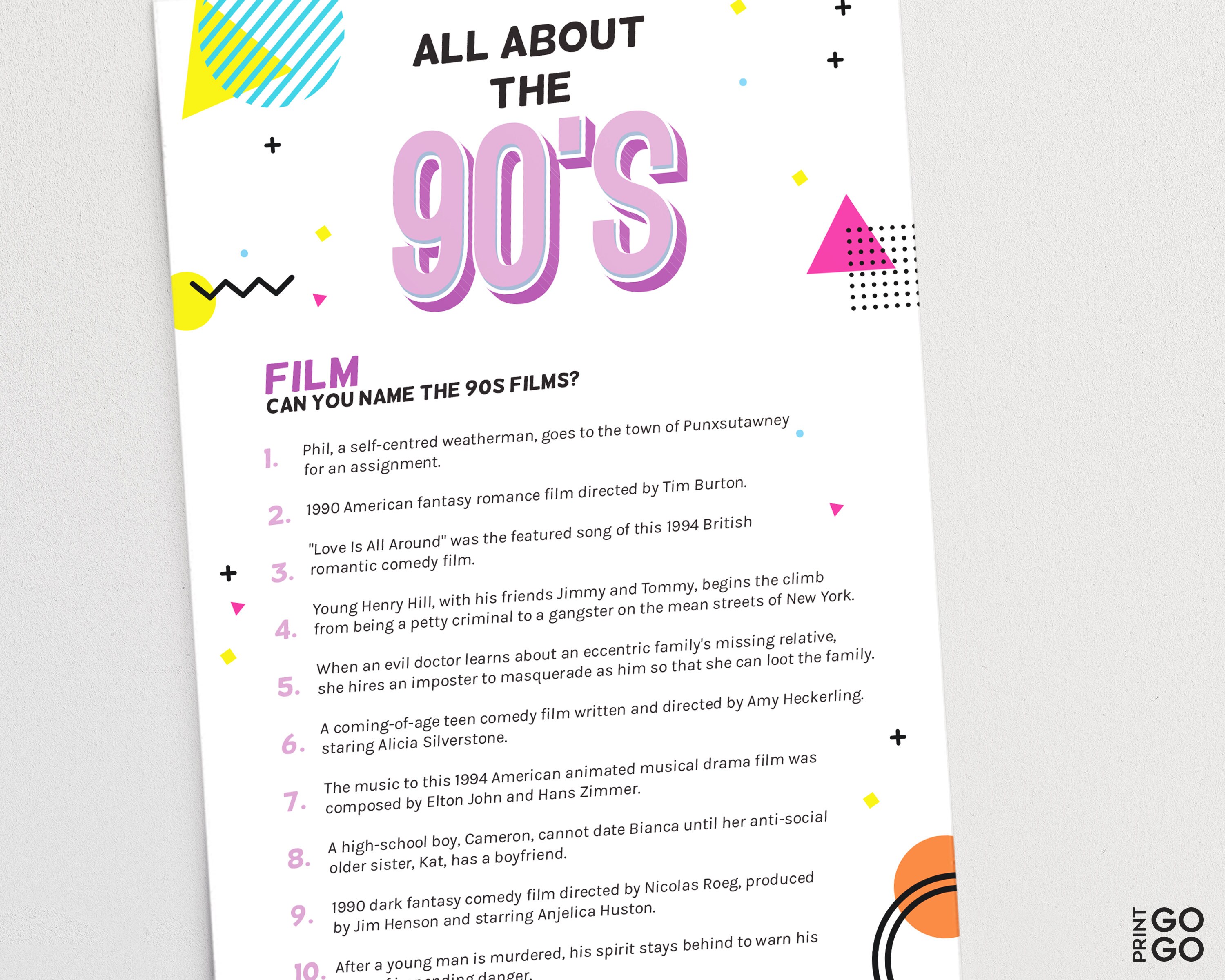 1990s Trivia Quiz Born in the 90s Pub Quiz General - Etsy UK