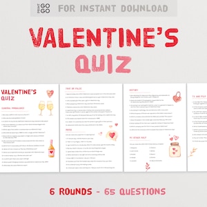 Valentine's Day Trivia Quiz - 65 Questions To Test Family and Friends | Galentine's Game | Couples Valentine's Fun | Valentines Trivia