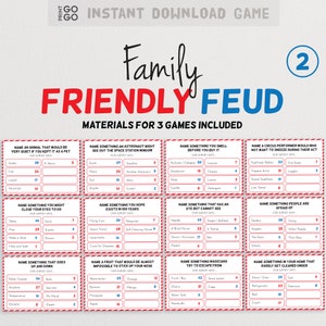 Family Friendly Feud (Version 2) - The Hilarious Party Game of Guessing Top Answers | Family Game Night | Printable Group Team Game