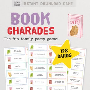 Book Charade Cards - The Fun Family Party Game of Acting Out and Guessing Book Titles | Printable Book Quiz Game | Book Club Group Games