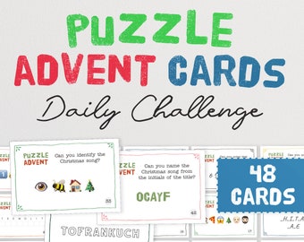 Puzzle Advent Cards - A Challenge For Every Day 'Til Christmas | Holiday Advent Calendar Riddles | Daily Xmas Picture Quizzes and Dingbats