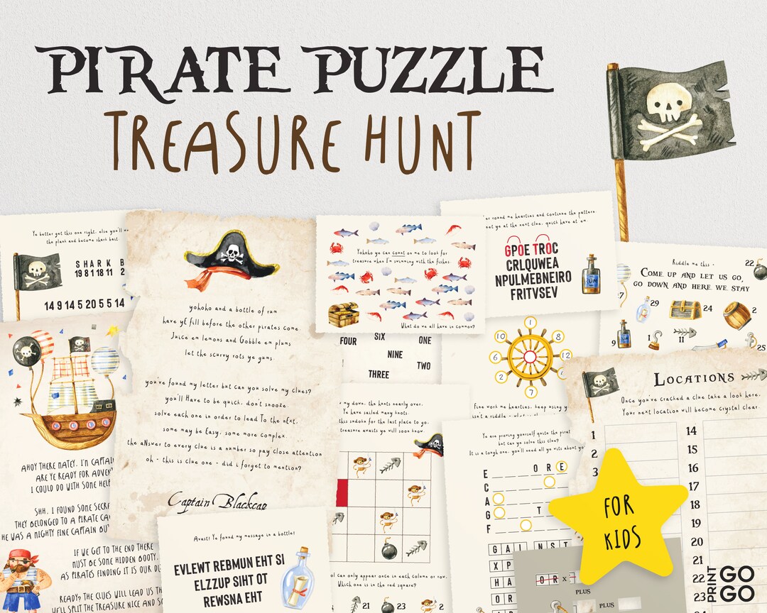 Puzzle Pirate Treasure Hunt for Kids Pirate Birthday - Etsy
