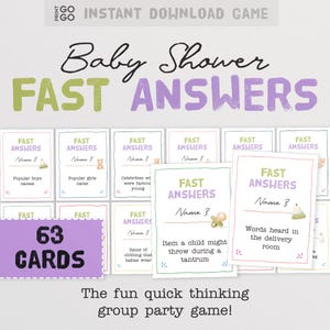 Juego de respuestas rápidas para baby shower: un divertido juego de pensamiento rápido para fiestas grupales / Idea inusual para baby shower / Juego imprimible para amigos