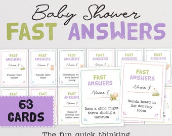 Baby Shower Fast Answers Game - The Fun Quick Thinking Group Party Game | Unusual Baby Shower Idea | Printable Game for Friends