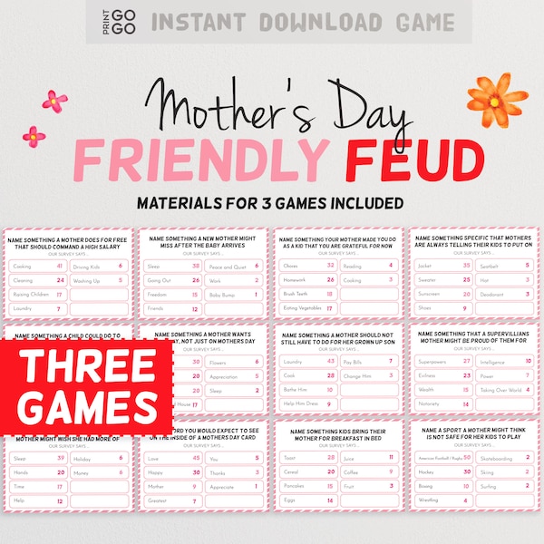 Mother's Day Friendly Feud Game - The Hilarious Party Game of Guessing Top Answers | Family Game Night | Family Friendly Quiz | Group Games