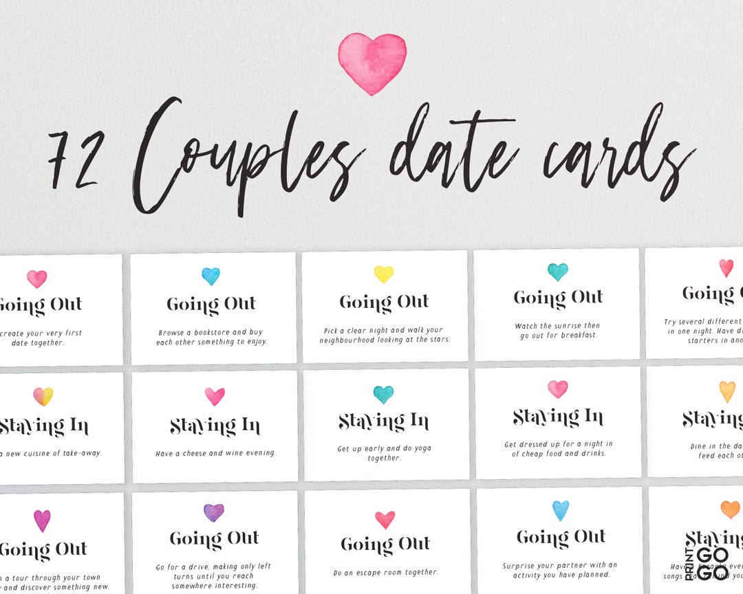 72 Couples Date Cards  A Year of Date Night Idea Cards