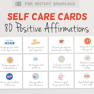 80 cartes Soins personnels | Cartes d'affirmation positive du jour | Affirmation quotidienne | Cartes de confiance | Messages positifs quotidiens | Mots inspirants