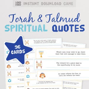 96 citations spirituelles de la Torah et du Talmud - Une activité juive significative pour les familles | Cartes de discussion pour le dîner familial du sabbat