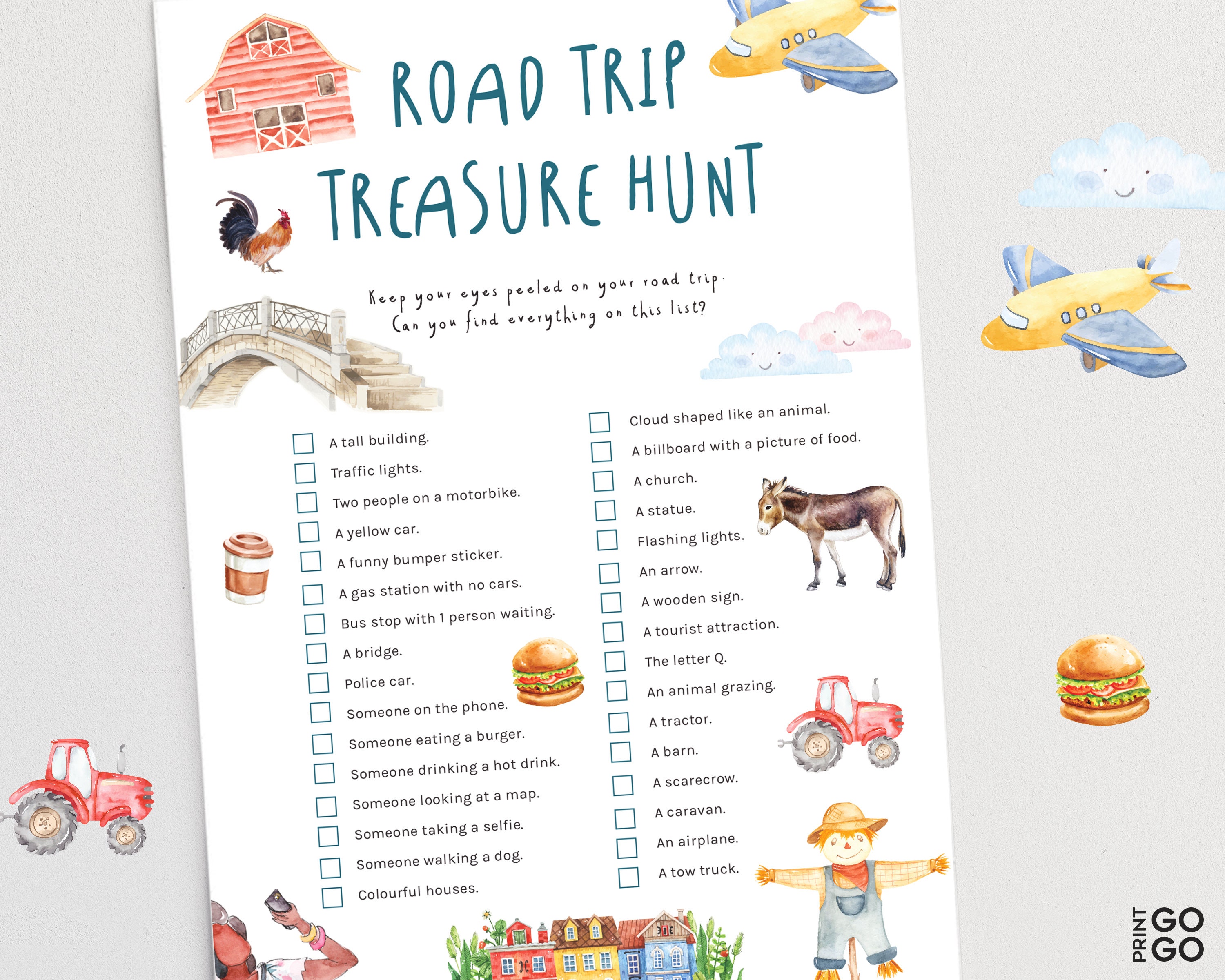 Road Trip Treasure Hunt for Kids Outdoor Scavenger Hunt Game - Etsy