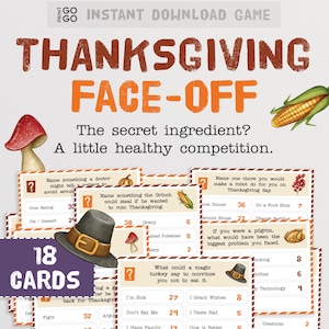 Thanksgiving Face-Off : Give thanks to your competitive spirit! Family Party Game of Guessing Top Answers (Digital Download)