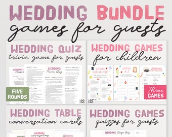 Hochzeitsspiel-Bundle - Lustige druckbare Eisbrecher-Spiele und Aktivitäten zur Unterhaltung Ihrer Gäste | Hochzeitstisch Cocktail Hour Aktivitäten