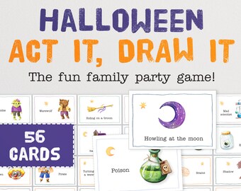 Halloween Act It, Draw It - The Hilarious Family Party Game of Acting Out, Drawing and Guessing Phrases (Digital Download)
