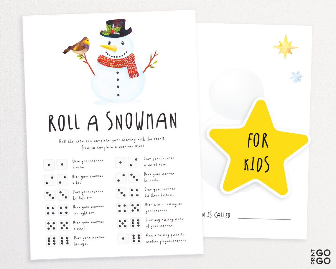 Christmas Roll A Snowman Dice Game Christmas Dice Game - Etsy