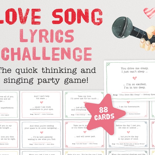 Songs Lyrics Challenge Game the Quick Thinking and Singing Etsy