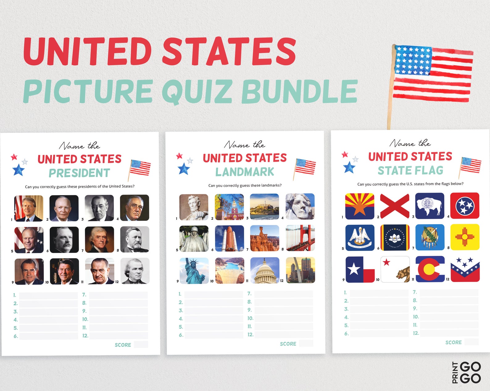 US Patriotic Game Bundle United States Trivia Quiz Etsy
