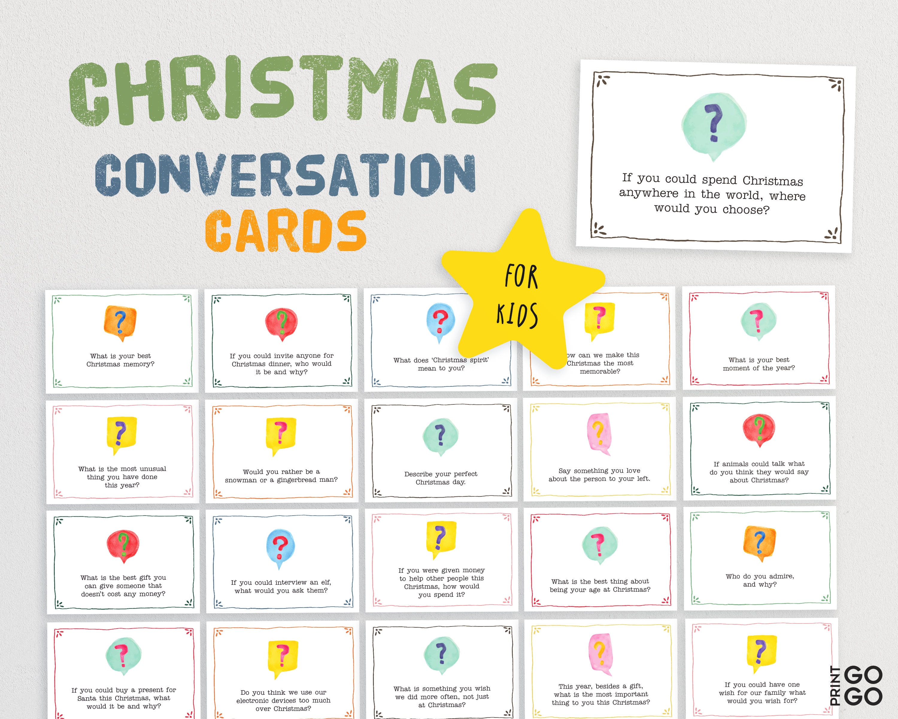 2022 Christmas Dinner Conversation 88 Christmas Conversation Cards Family Dinner Conversation | Etsy Singapore