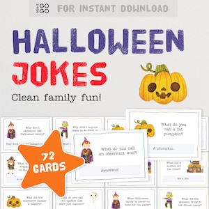 Blagues d'Halloween - 72 blagues terriblement drôles pour enfants | Cartes de blagues familiales pour la boîte à lunch | Idées alternatives de cartes de chasse au trésor