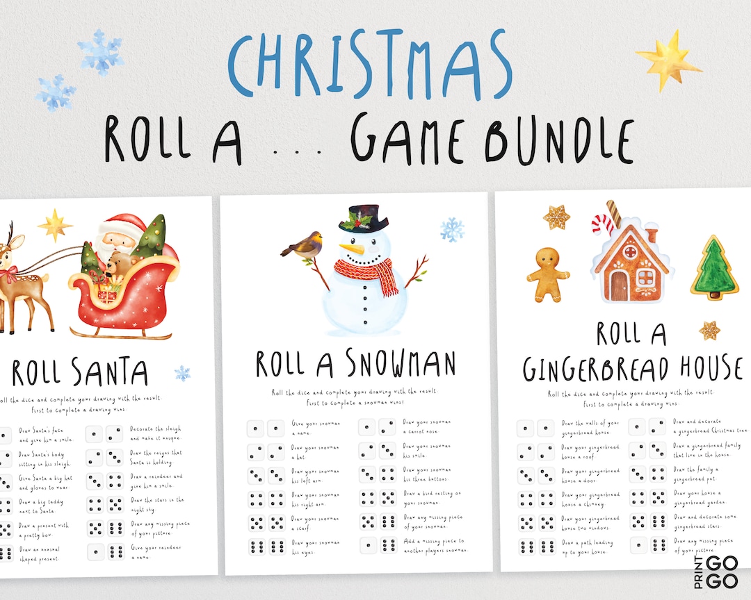 Christmas Roll A Dice Game Bundle  Family Christmas Dice Game