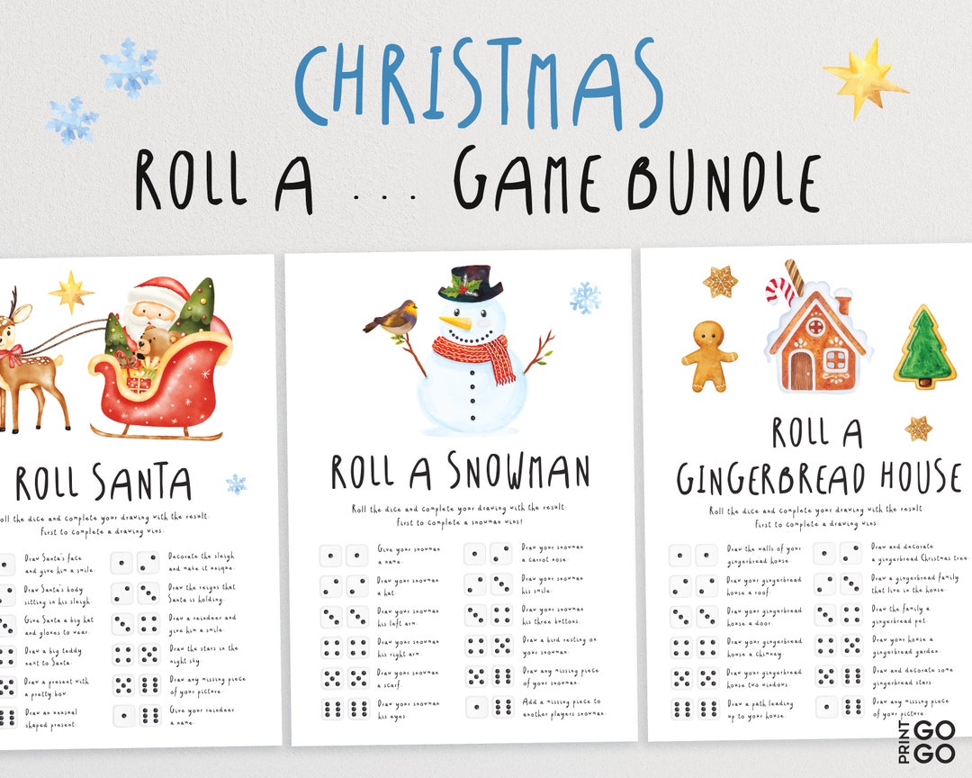 Christmas Roll A Dice Game Bundle  Family Christmas Dice Game