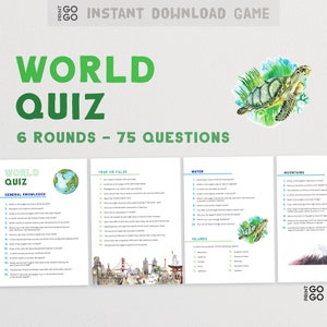 Prueba mundial / Noche mundial de trivia / Noche de pruebas en pubs / Prueba Zoom de geografía / Prueba familiar / Prueba de conocimientos generales / Prueba sobre naturaleza