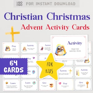 64 Schede Attività Avvento / Attività Avvento per Bambini / Idee Natale Cristiano per Bambini / Barattolo Attività Avvento / Barattolo Annoiato di Natale