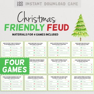 NEW 2022 Version! Christmas Friendly Feud Game - The Hilarious Group Party Game of Guessing Top Answers | Printable Holiday Family Game